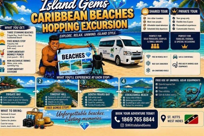 St. Kitts: Best of Beaches Beach Hopping Tour" 1