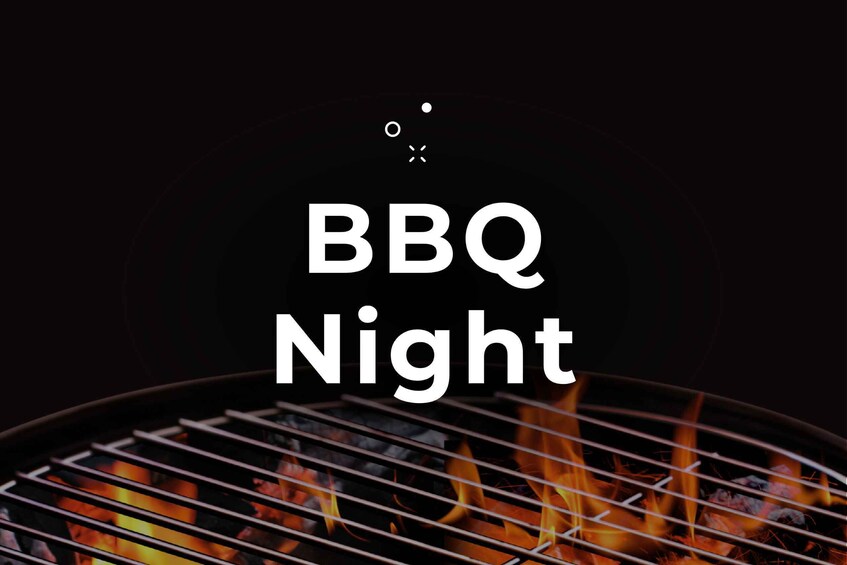 A grill with visible flames, indicating a BBQ night. 3