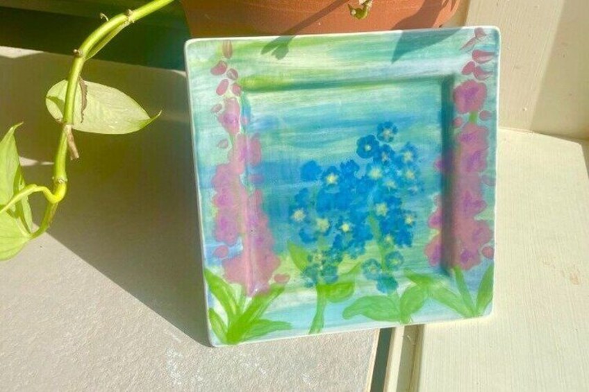 Whimsical Wildflowers Plate Painting Class in Alaska 1
