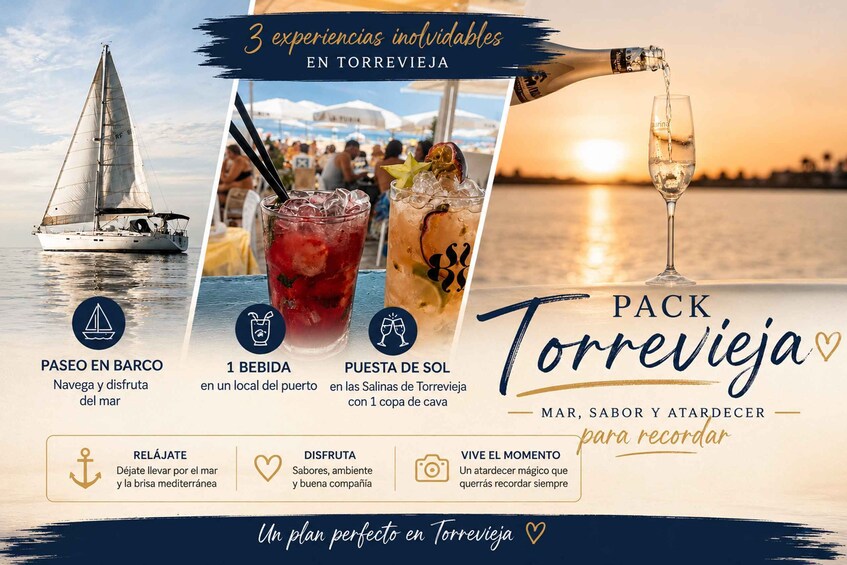 Picture 1 for Activity 3x1 Torrevieja Pack - Cruise Tour + Drink at the Cruise Port + Sunset at the Salinas 3