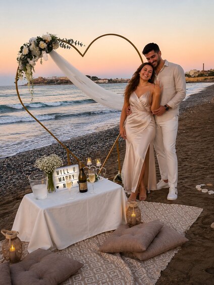 Picture 1 for Activity Chania: Romantic Beach Setup for Couples with Prosecco 2