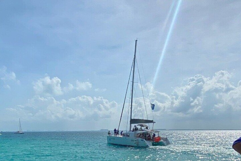 Isla Mujeres on luxury catamaran with snorkel, open bar and lunch 1