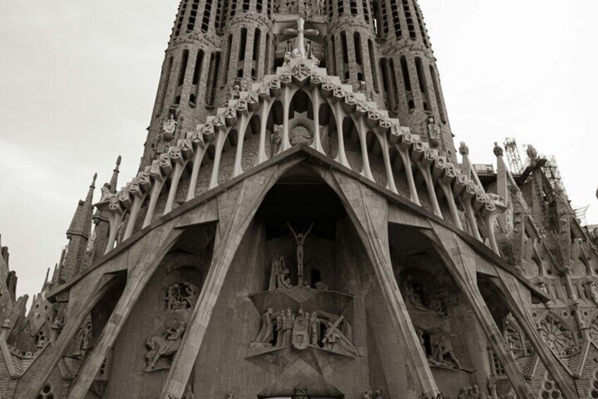 A Gothic-style cathedral with intricate facades and detailed sculptures. 5