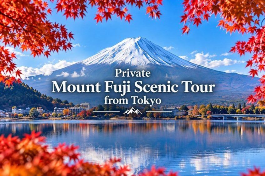 Mount Fuji reflected in a lake, surrounded by autumn foliage. 1