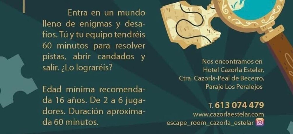 Picture 3 for Activity Cazorla: Try to escape from the Escape Room “El Misterio de Cazorla Estelar” 5