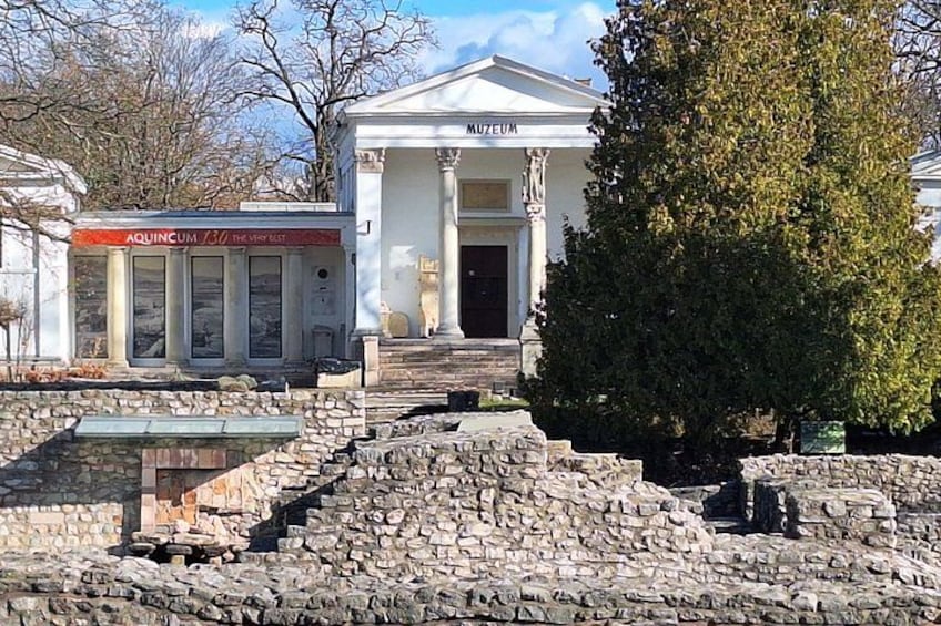 A museum with a classical facade, a stone staircase, and a large tree in the foreground. 5