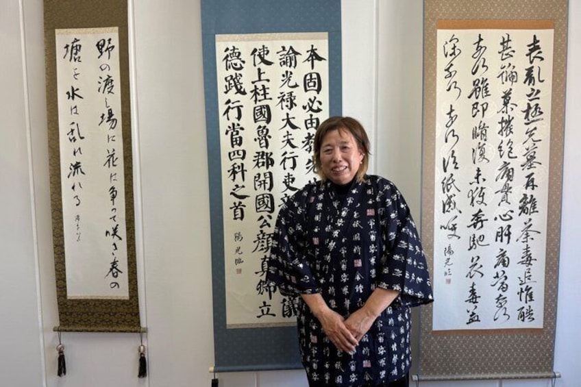 Calligraphy and Japanese Sweets with Matcha in Osaka 2