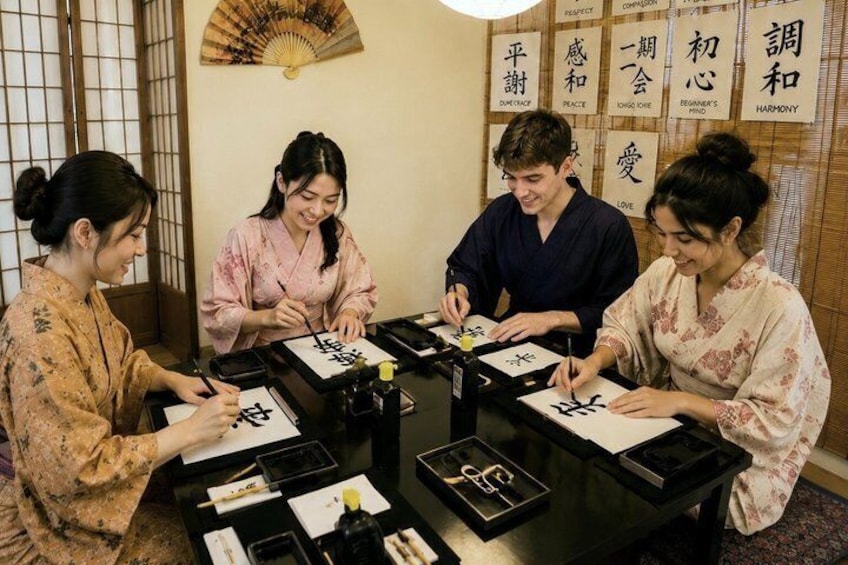Kyoto Authentic Japanese Calligraphy in a Traditional Studio 1