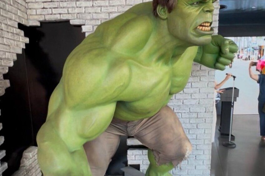 A large Hulk statue in a public space. 3