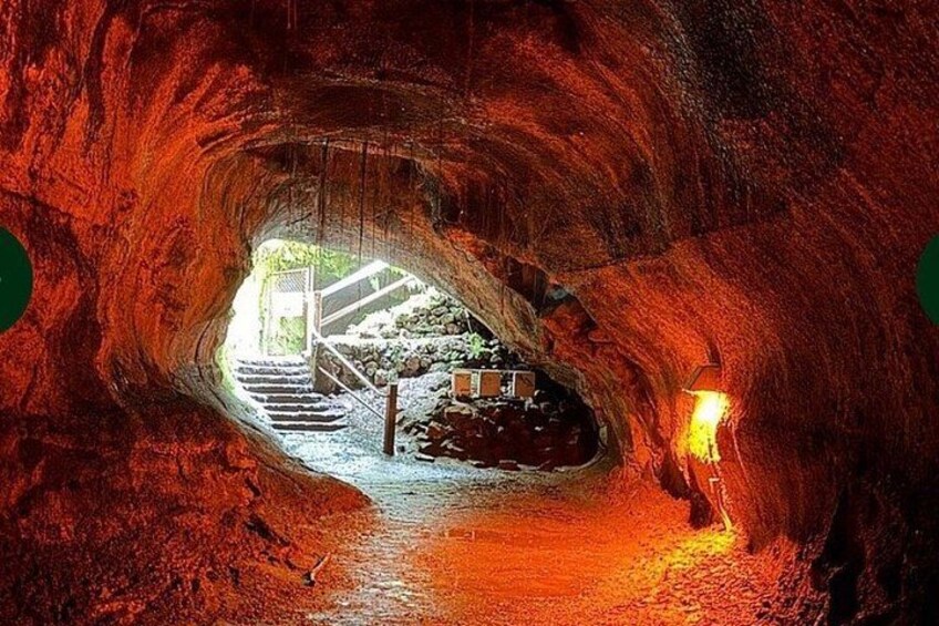 A cave with a staircase leading to a higher level. 3