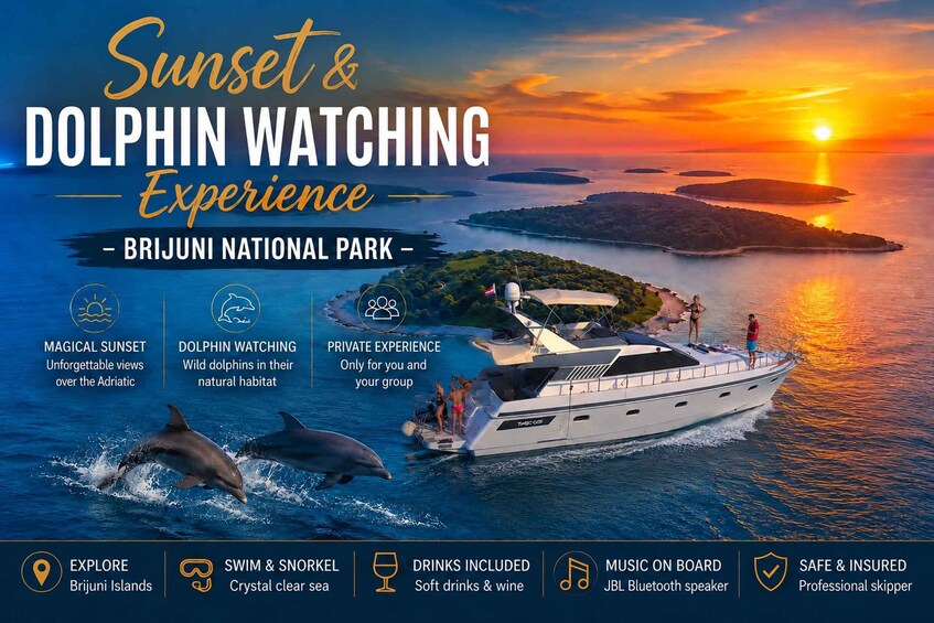 Pula-Brijuni Islands Sunset-Dolphin Watching-Private Yacht 1
