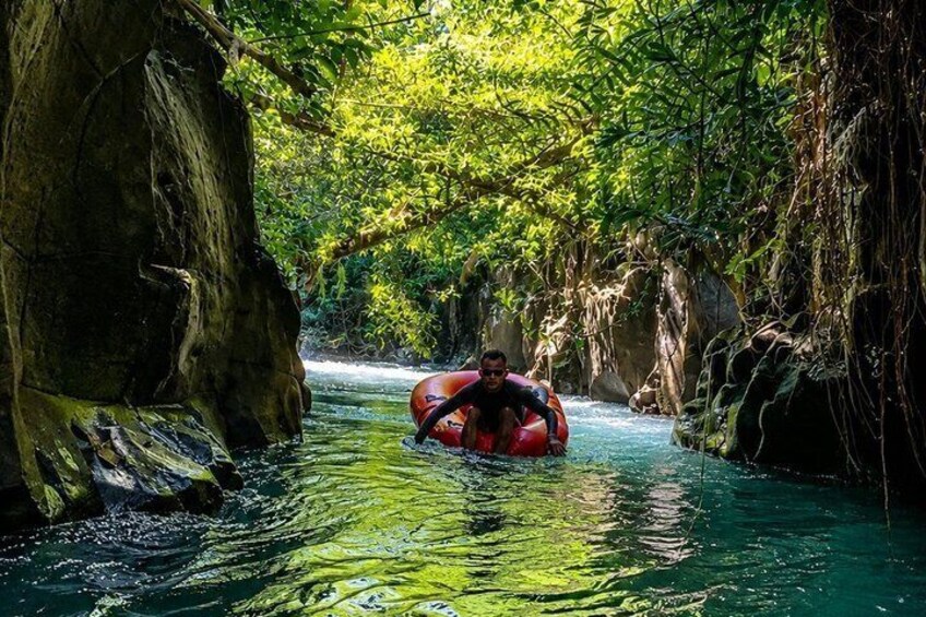 Ubud Bali River Tubing Jungle, Waterfall, Riverside Cliff View 5