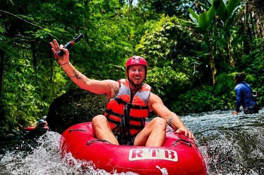 Ubud Bali River Tubing Jungle, Waterfall, Riverside Cliff View 4