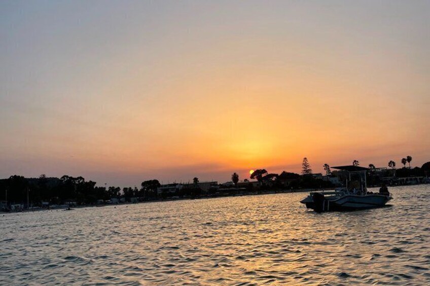 Cagliari sunset by dinghy , stops , dives , pizza and spritz 5