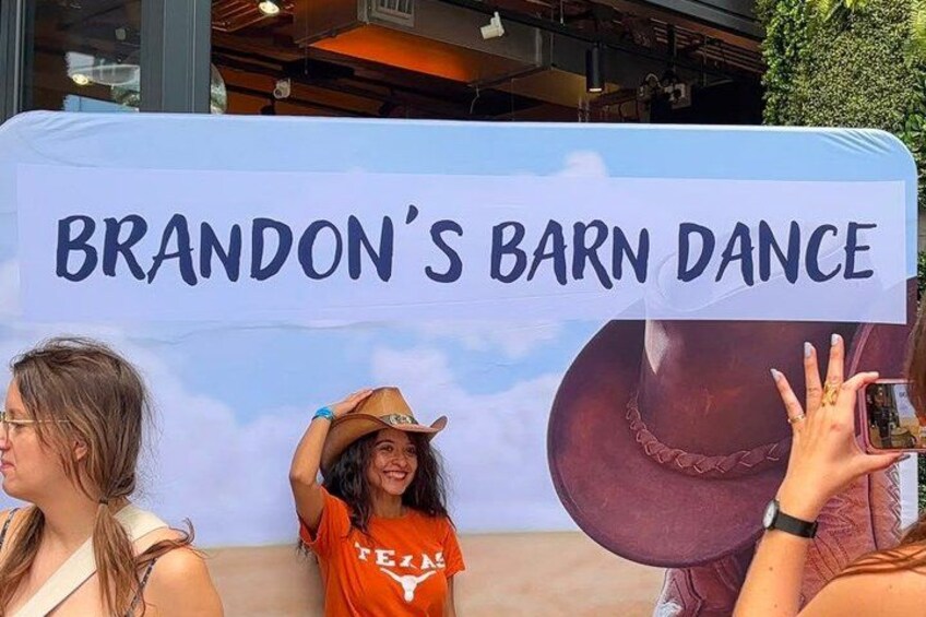A banner with the text 'BRANDON'S BARN DANCE'. 3