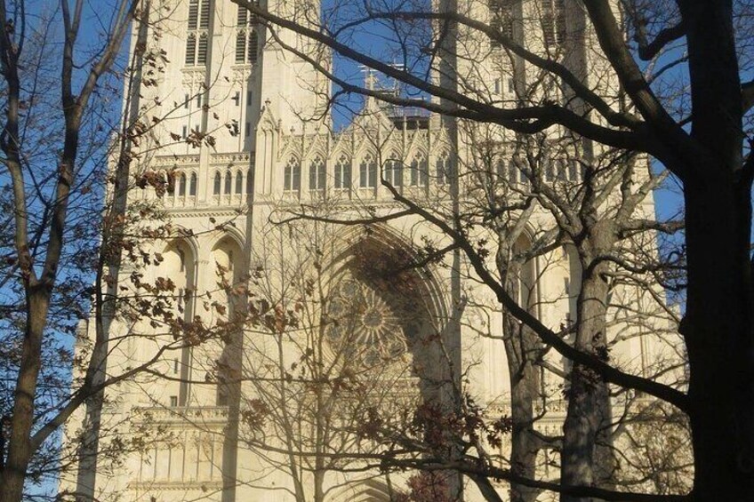 A Gothic-style cathedral with intricate architecture, including pointed arches and detailed stonework. 2