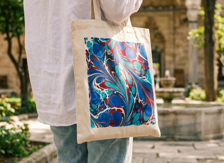 Picture 2 for Activity Istanbul: Ebru Marbling Tote Bag Workshop with Snacks 3