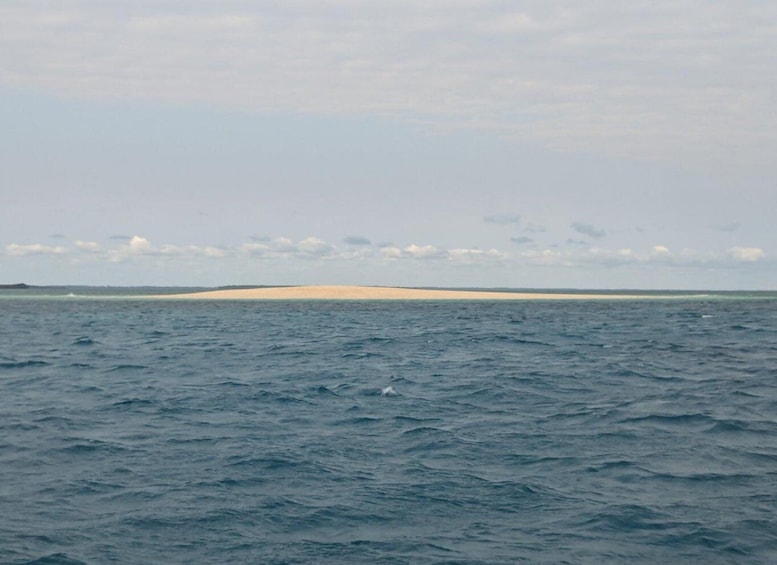 A vast ocean with a sandy beach and a distant landmass. 2