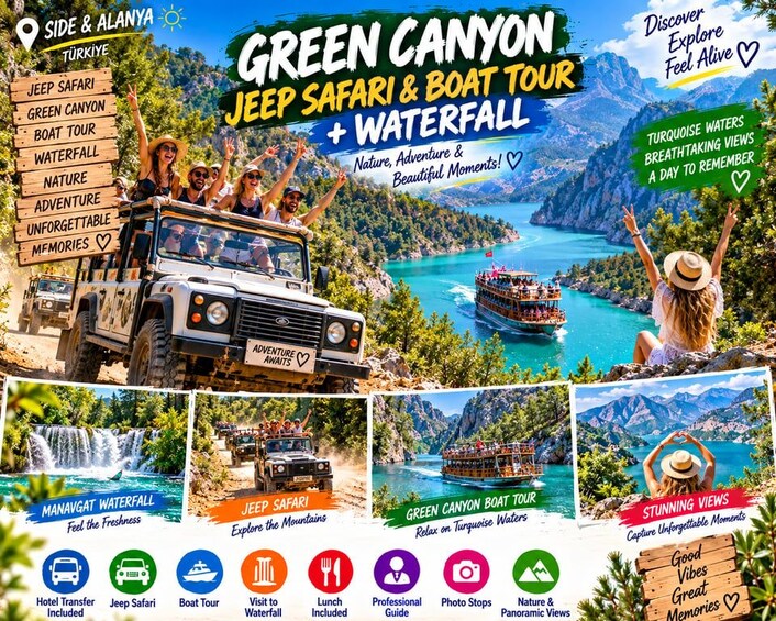 A jeep safari and boat tour in the Green Canyon with a waterfall. 1