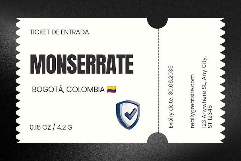 A ticket for Monserrate, Bogota, Colombia. 2