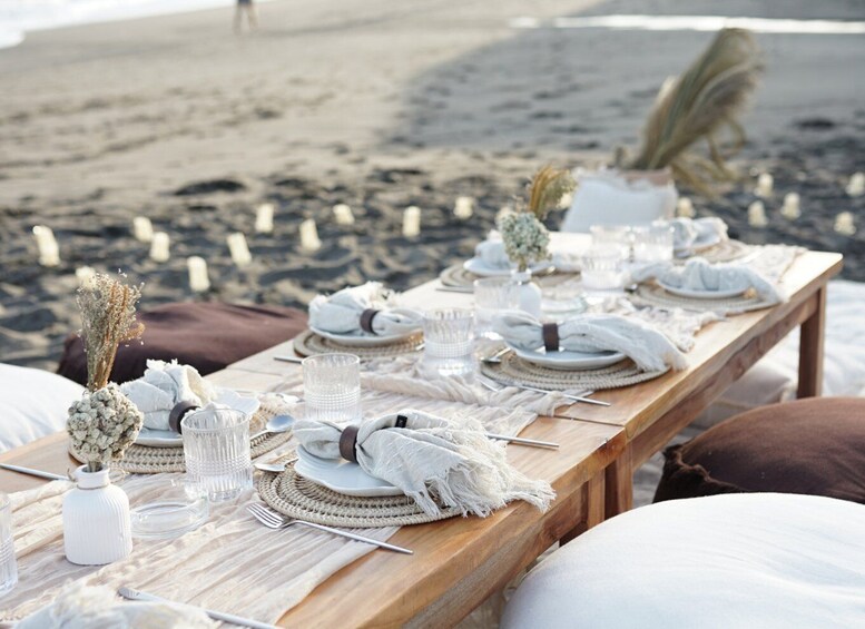 Picture 6 for Activity Canggu, Bali: Romantic Sunset Beach Picnic - Candles & Wine 4