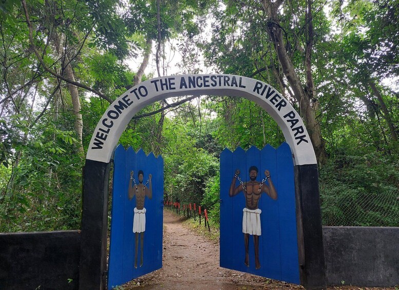 An archway with 'WELCOME TO THE ANCESTRAL RIVER PARK' written above. 5