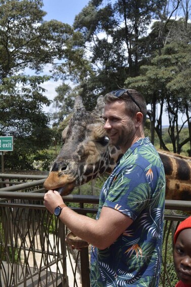 A man feeding a giraffe at a zoo. 5