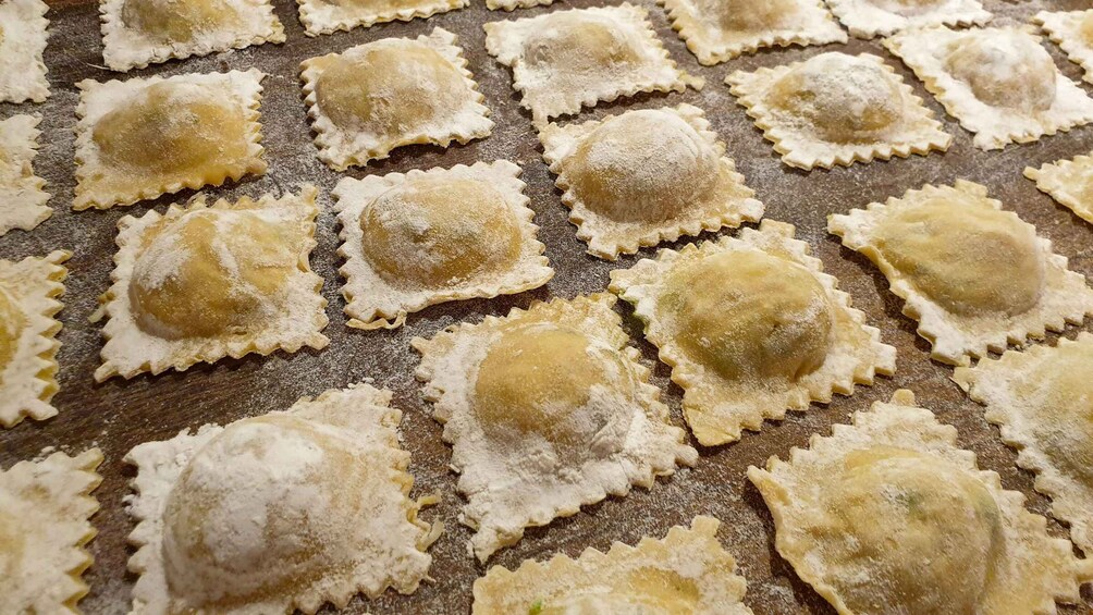 Ravioli on a baking sheet. 3