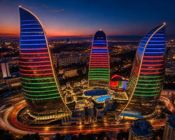 Baku by Night: Lights, History, and Modern Icons 1