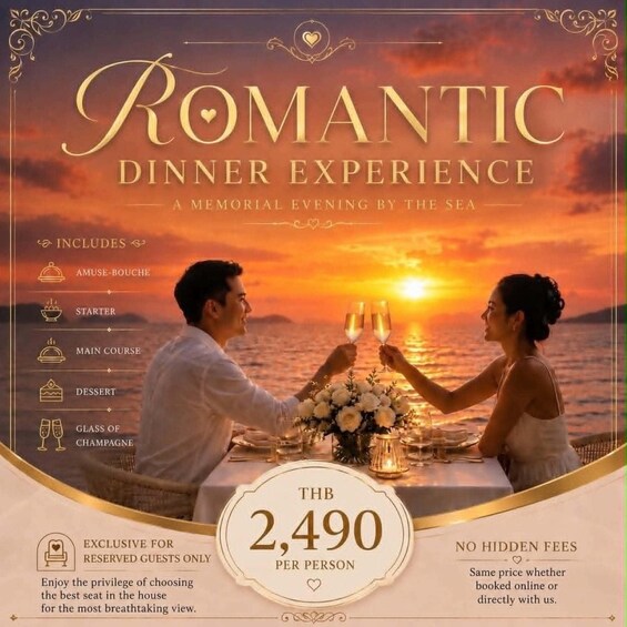 A romantic dinner experience by the sea with a sunset view. 1
