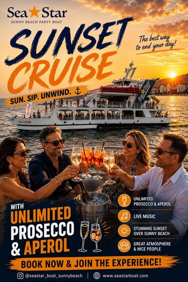 Sunny beach : Sunset, Boat, Aperol, Prosecco, Live Music 1