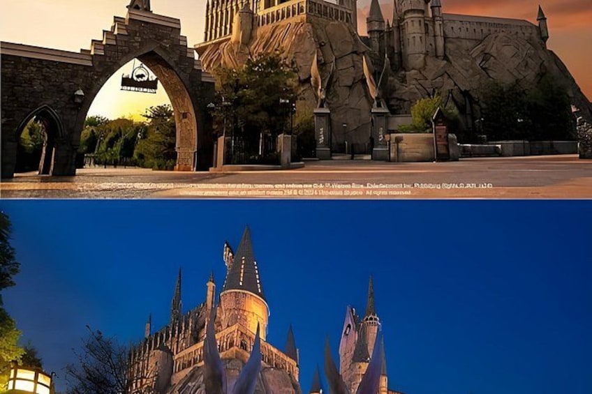 A castle-like structure with a large archway and a tower. 3