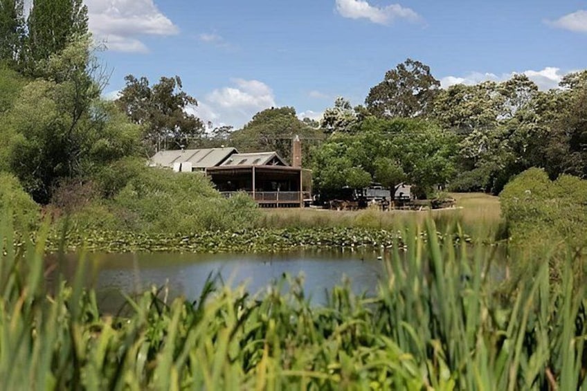 A lakeside building surrounded by trees and vegetation. 5