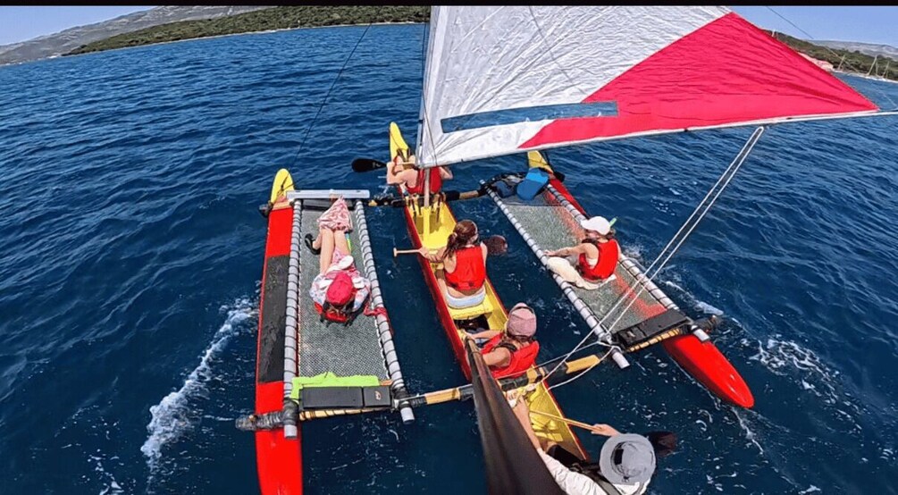Picture 2 for Activity Sunset Polynesian Canoe Korčula Adventure with Wine & Cheese 3