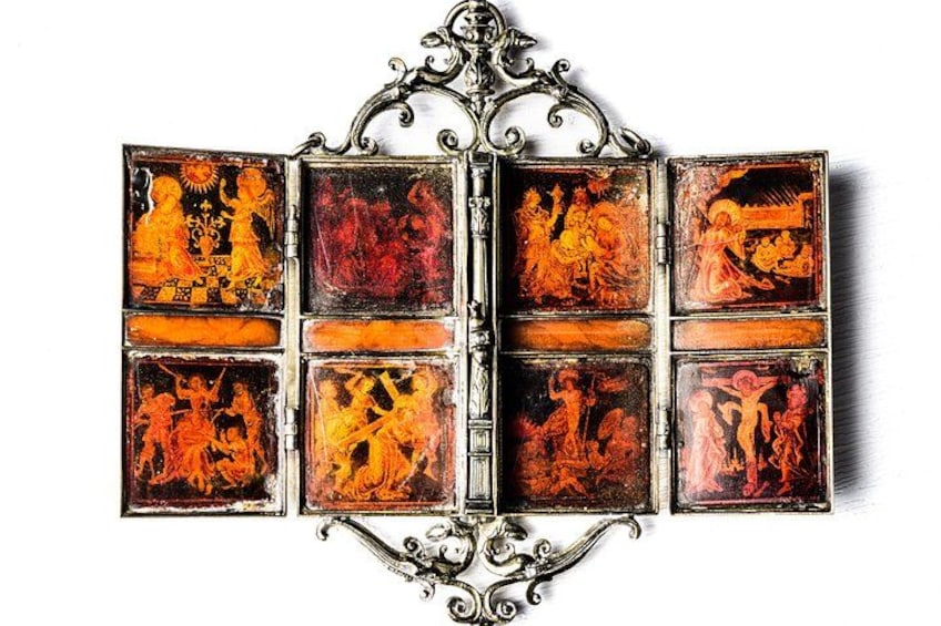 A multi-panel artwork with intricate designs. 2