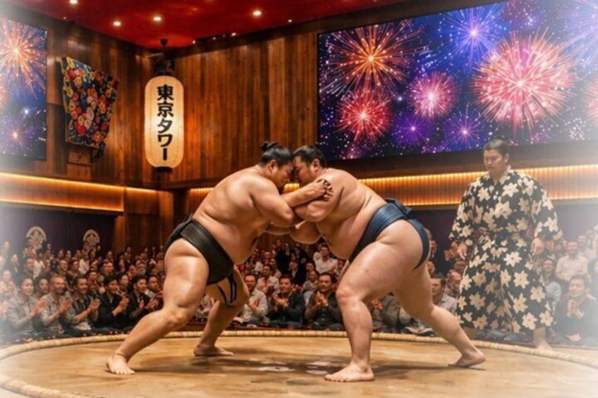 Sumo Show Experience at Tokyo Tower with Japanese Meal 1