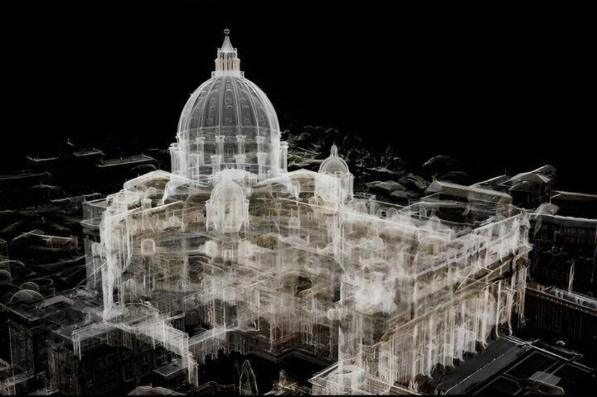 A detailed architectural model of a domed building with intricate designs and multiple smaller domes. 3