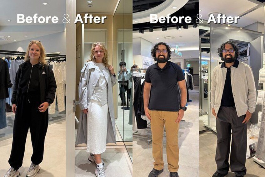 L’intérieur d ’un magasin de vêtements, avec des présentoirs remplis de vêtements et un miroir qui reflète l’espace. 3