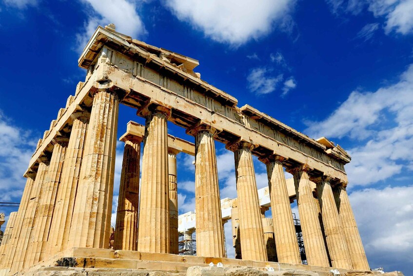 The Parthenon in Athens, Greece, with its iconic Doric columns and classical architecture. 1