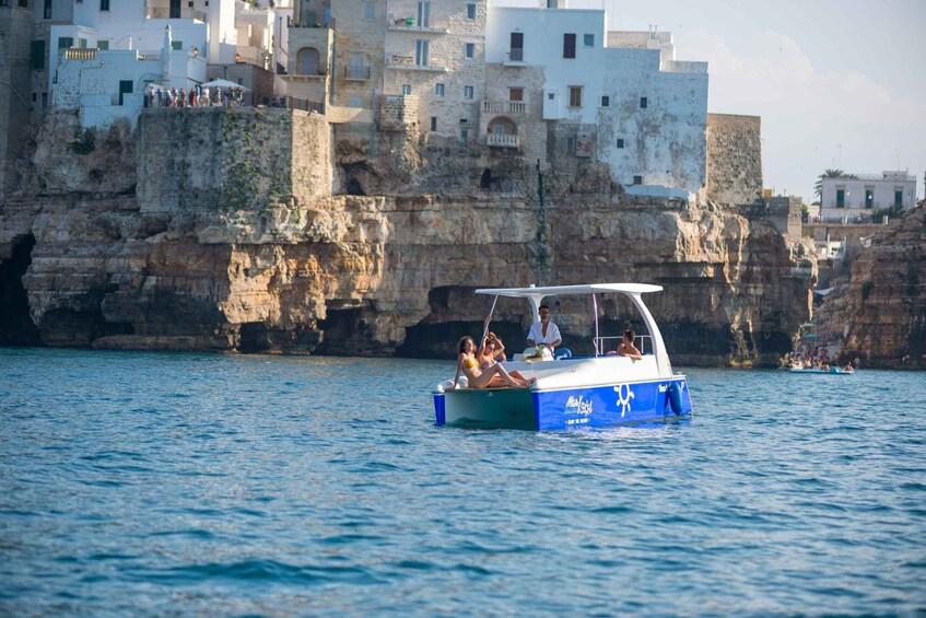Picture 1 for Activity Polignano a Mare: Private Eco Boat Tour Between Caves and Aperitifs 5