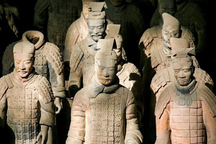 Terracotta statues of ancient warriors in armor. 2