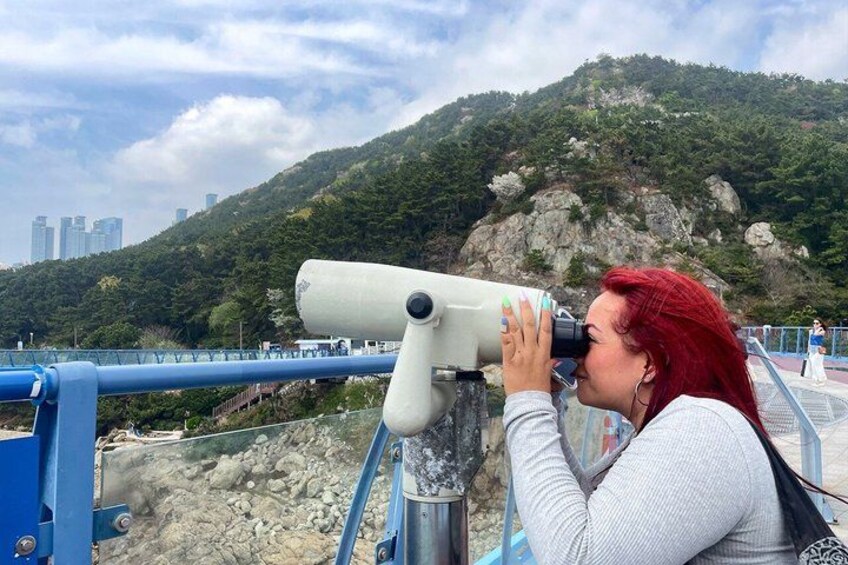 A person using a telescope. 2