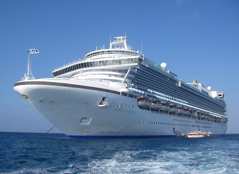 A large cruise ship named 'Hawaiian Princess' sailing in the ocean. 1