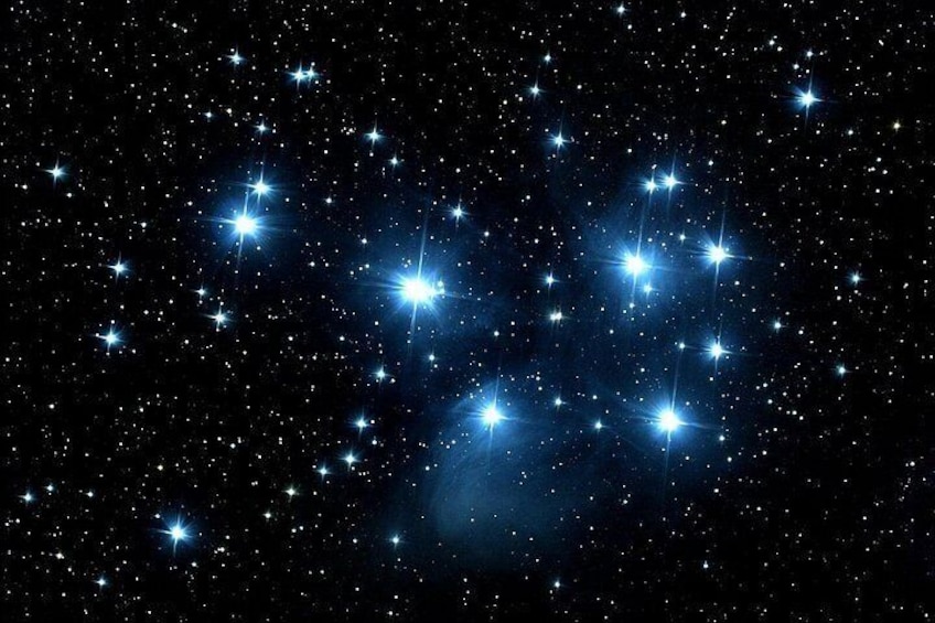 A starry night sky with numerous bright stars and constellations. 4