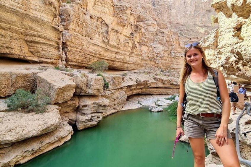 Group Tour to Wadi Shab Trek Swim Sinkhole and Fins Beach 1