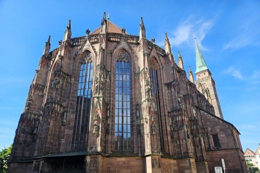 A large Gothic cathedral with tall spires and intricate window designs. 4