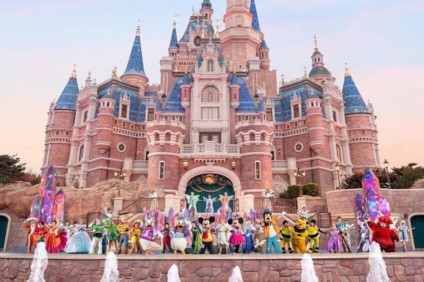 A castle-like building with multiple spires and a large entrance. 5