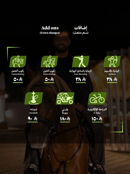 A person riding a horse at night. 4