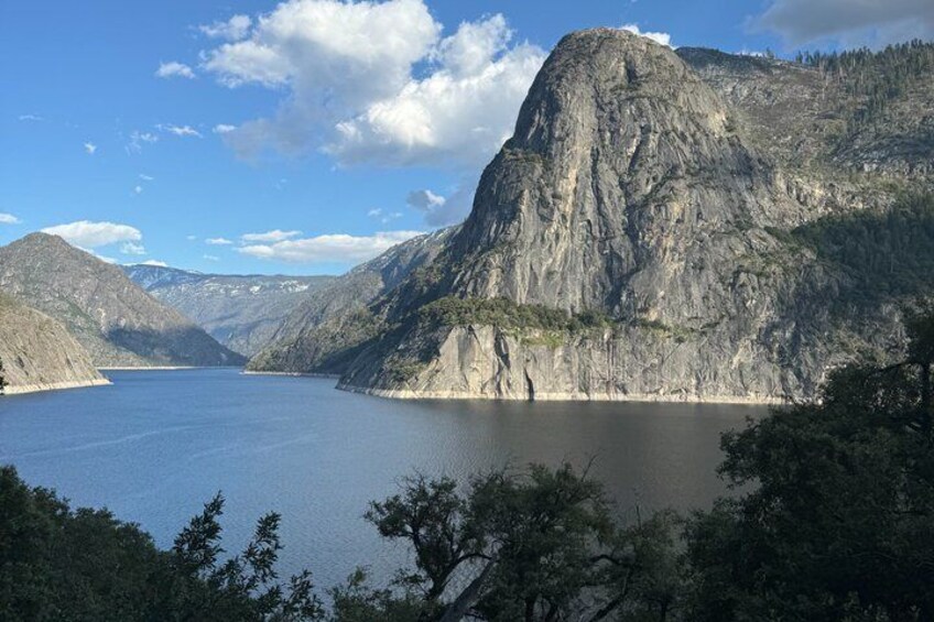 A lake surrounded by mountains. 2