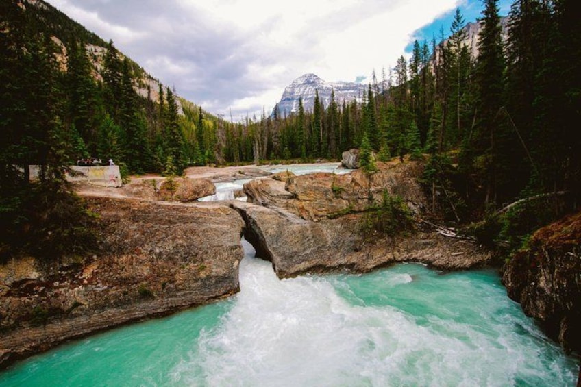 A turquoise river flowing through a rocky gorge surrounded by dense forest. 3